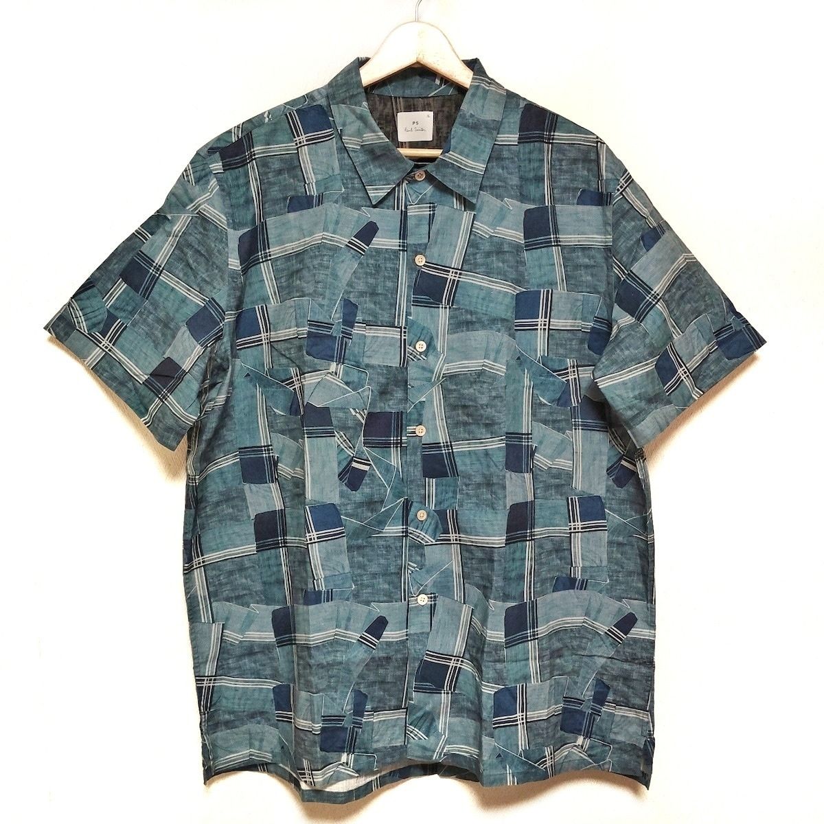 PaulSmith ポールスミス 半袖シャツ サイズXL メンズ - ブルーグレー×ネイビー×ライトグレー チェック柄