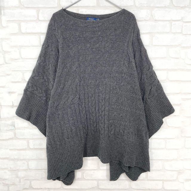 カシミヤ混ラルフローレン レディース ケーブルニットポンチョ