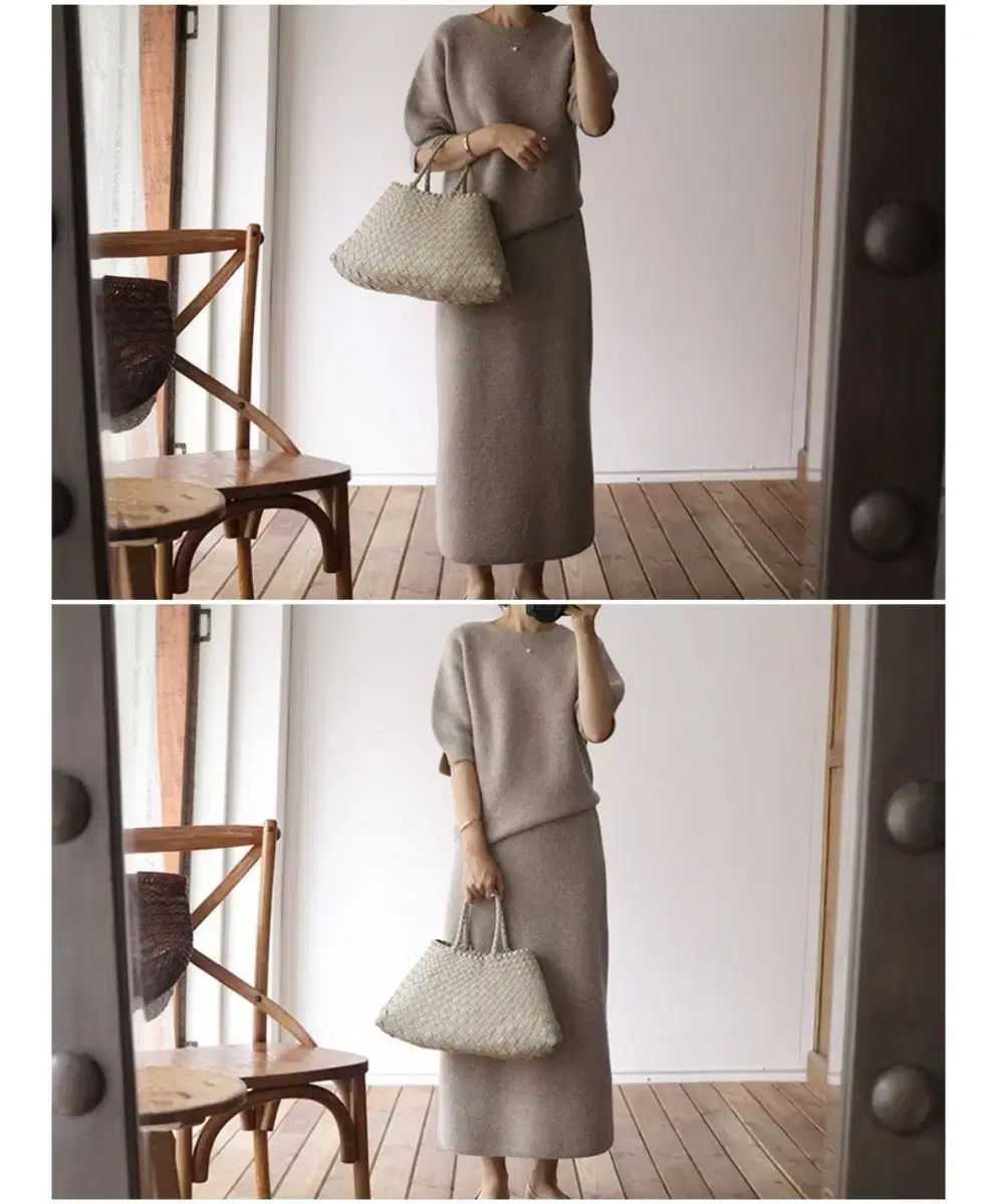 ボーンハオン ホールヘイリー 半袖ニット スカート セットアップ S