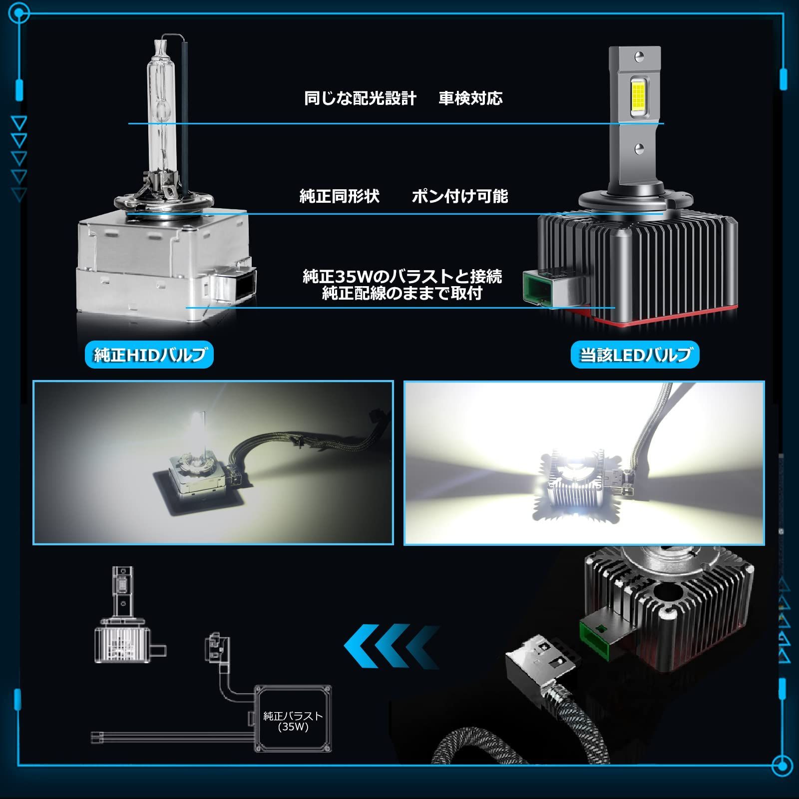 新着商品】D3S LED ヘッドライト バルブ 車検対応 「OPPLIGHT最新型 