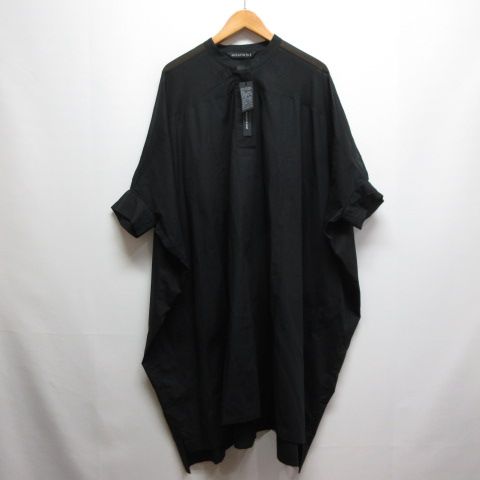 ミズイロインド mizuiro ind 25SS シアー ワイド ワンピース 黒 ブラック 七分袖 ドルマン 日本製 タグ付き