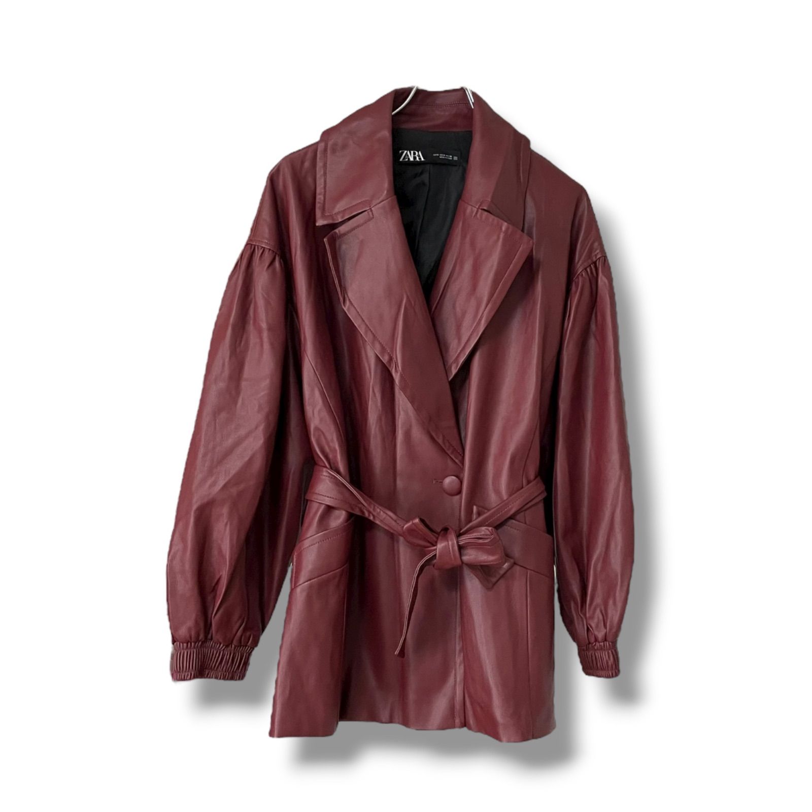 ZARA ワインレッド レザー ブルゾン レディース ジャケット アウター M 