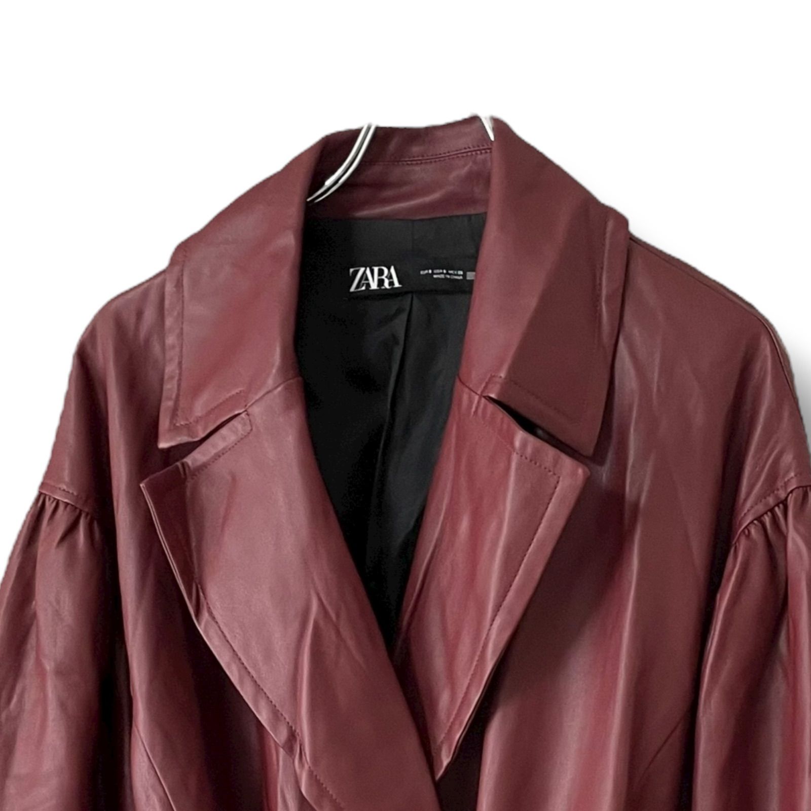 ZARA ワインレッド レザー ブルゾン レディース ジャケット アウター M