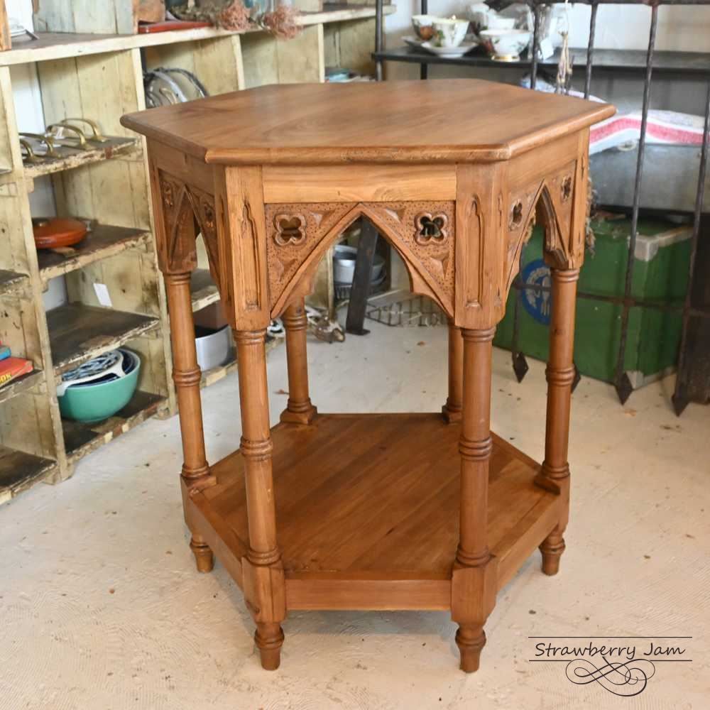 IFU-412 英国アンティーク カフェテーブル コーヒーテーブル スモールテーブル 花台 教会 サイドテーブル イギリス