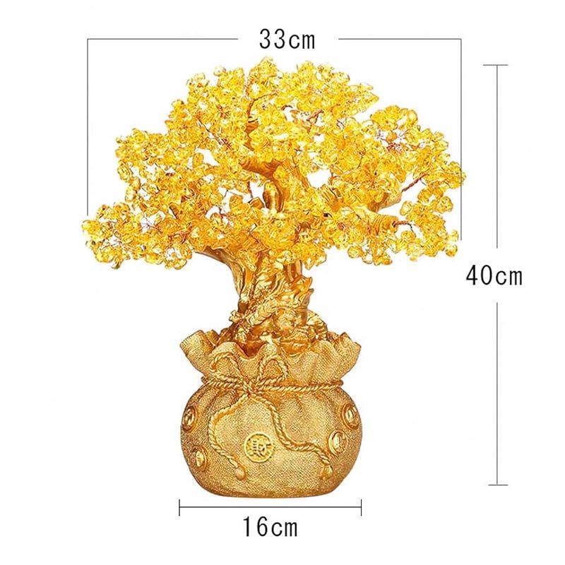 招財樹 金のなる木 黄水晶 シトリン 五帝銭 風水アイテム インテリア 金運祈願 開運 商売繁盛祈願 パワーストーン お礼 新年 贈り物 金 金蟾 XL