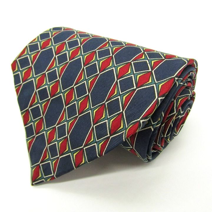 クリスチャンディオール ブランド ネクタイ 幾何学模様 総柄 シルク USA製 PO メンズ ネイビー Christian Dior 【中古】