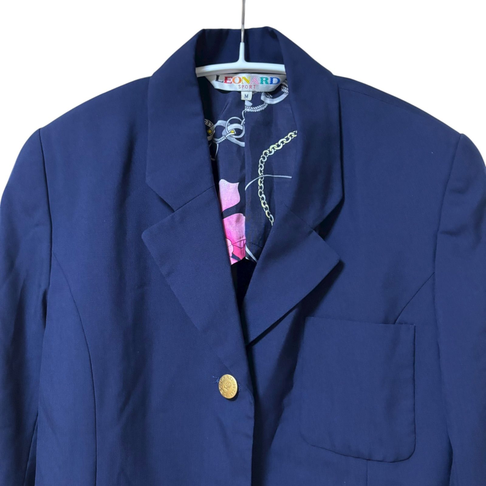 レオナール テーラードジャケット フラワープリント ネイビー 中古・古着通販】LEONARD (レオナール) 花柄テーラードジャケット