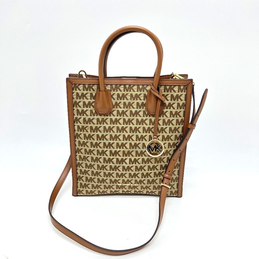 Michael Kors マイケルコース トートバッグ MK総柄 レザー|キャンバス ブラウン