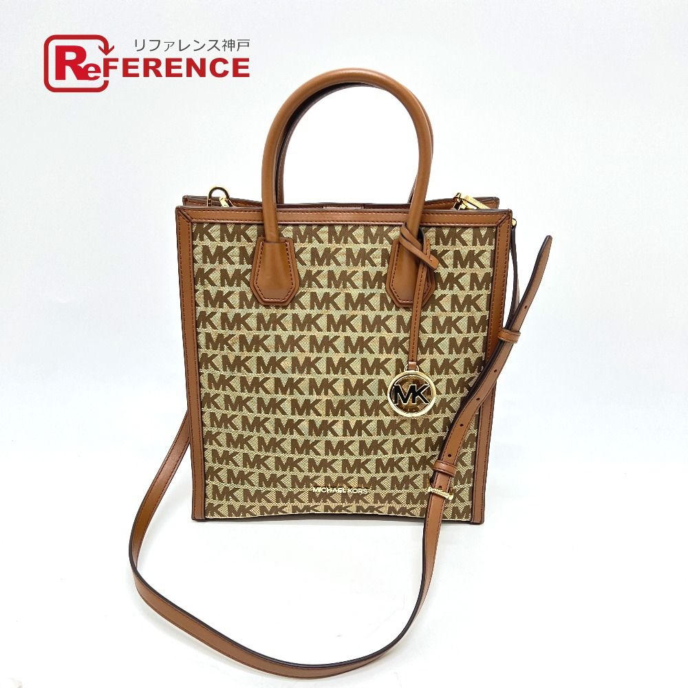 Michael Kors マイケルコース トートバッグ MK総柄 レザー キャンバス ブラウン