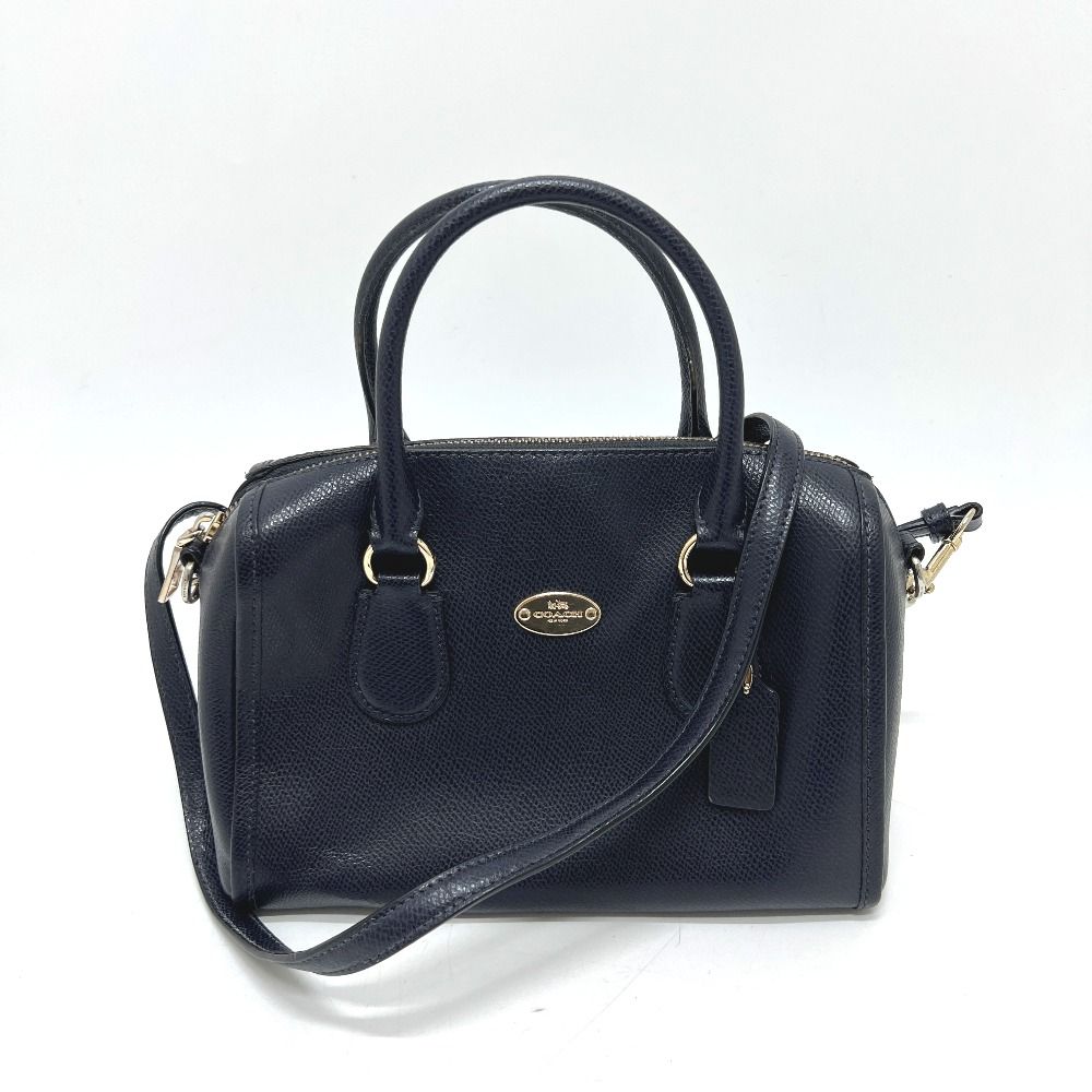 COACH コーチ ボストンバッグ ロゴ レザー ネイビー