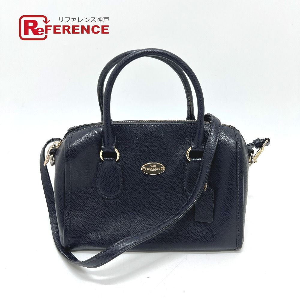 COACH コーチ ボストンバッグ ロゴ レザー ネイビー