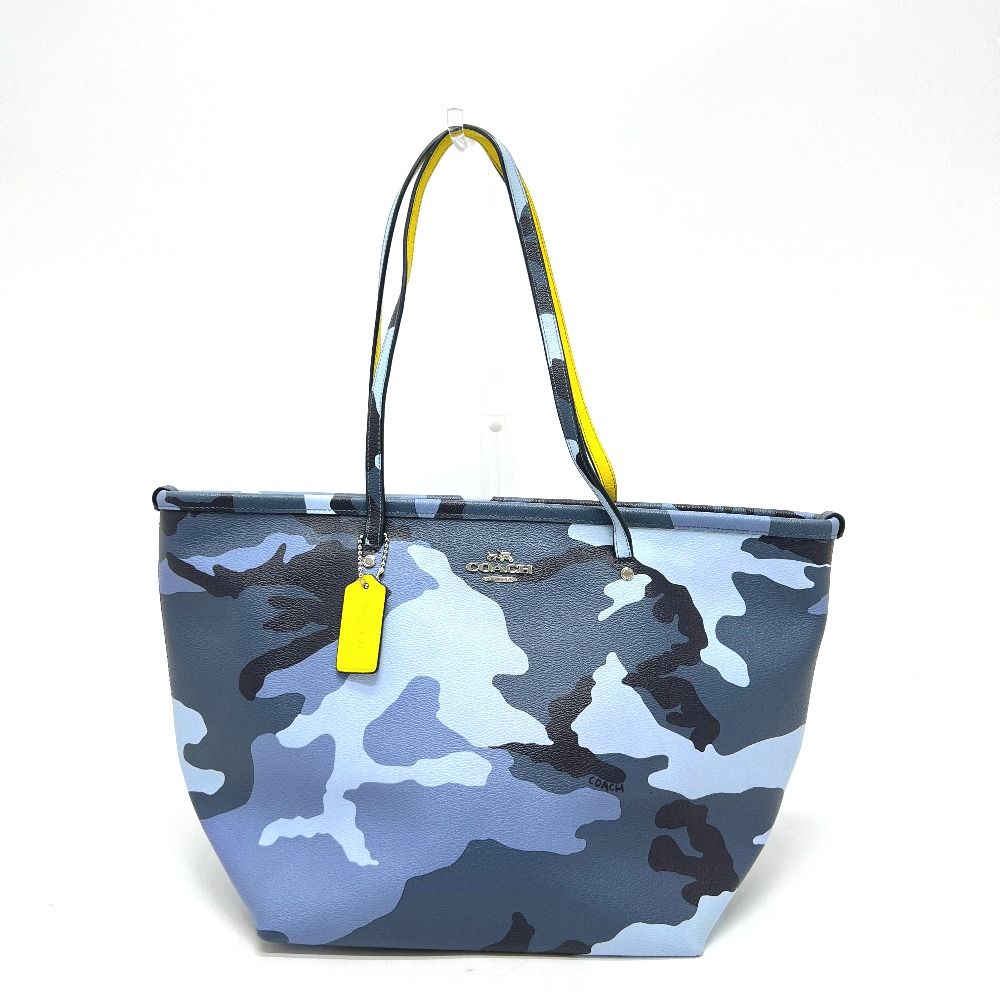 COACH コーチ トートバッグ 迷彩 カモフラージュ PVC ブルー