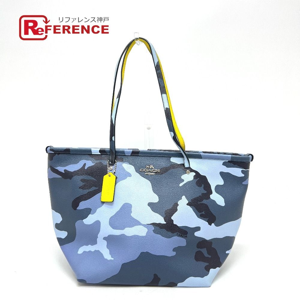COACH コーチ トートバッグ 迷彩 カモフラージュ PVC ブルー