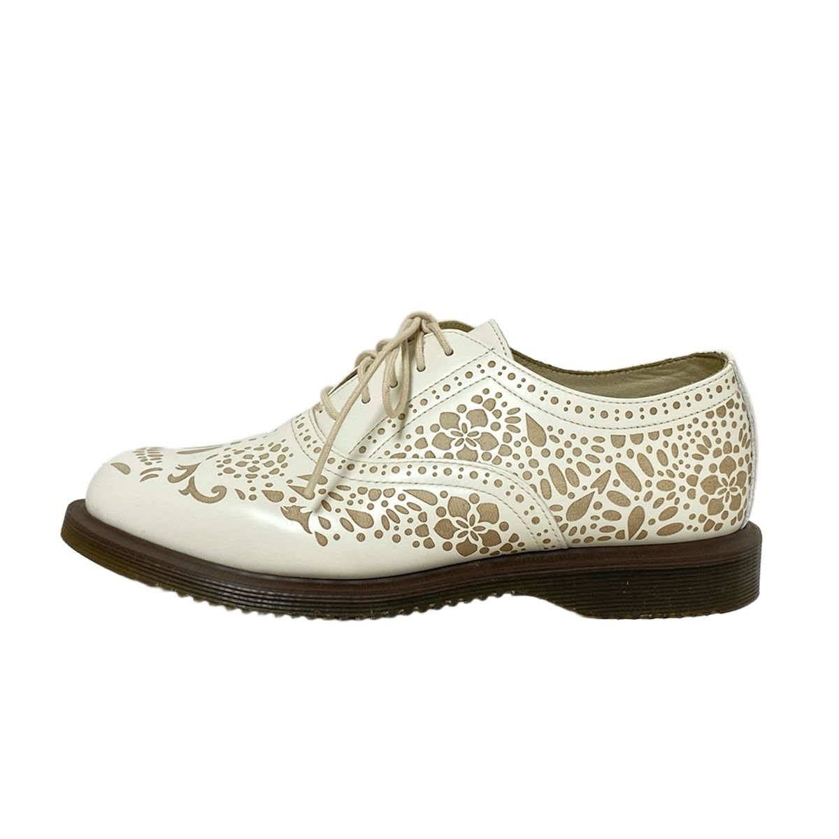 Dr.Martens ドクターマーチン シューズ UK 5 レディース - 白×ベージュ 花柄 レザー