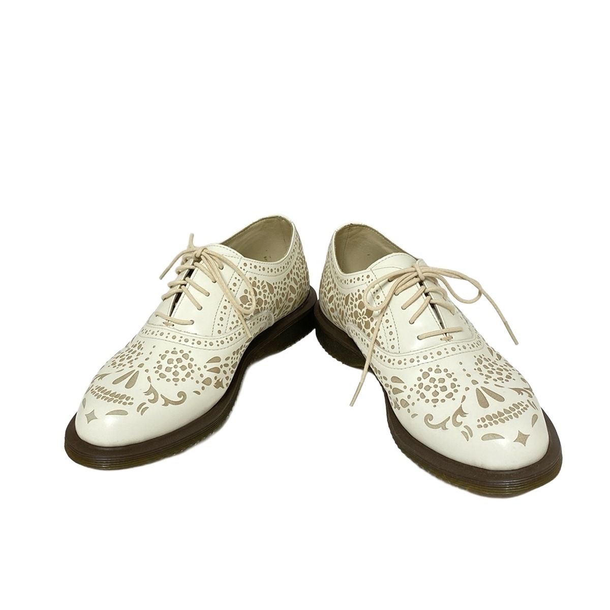 Dr.Martens ドクターマーチン シューズ UK 5 レディース - 白×ベージュ 花柄 レザー