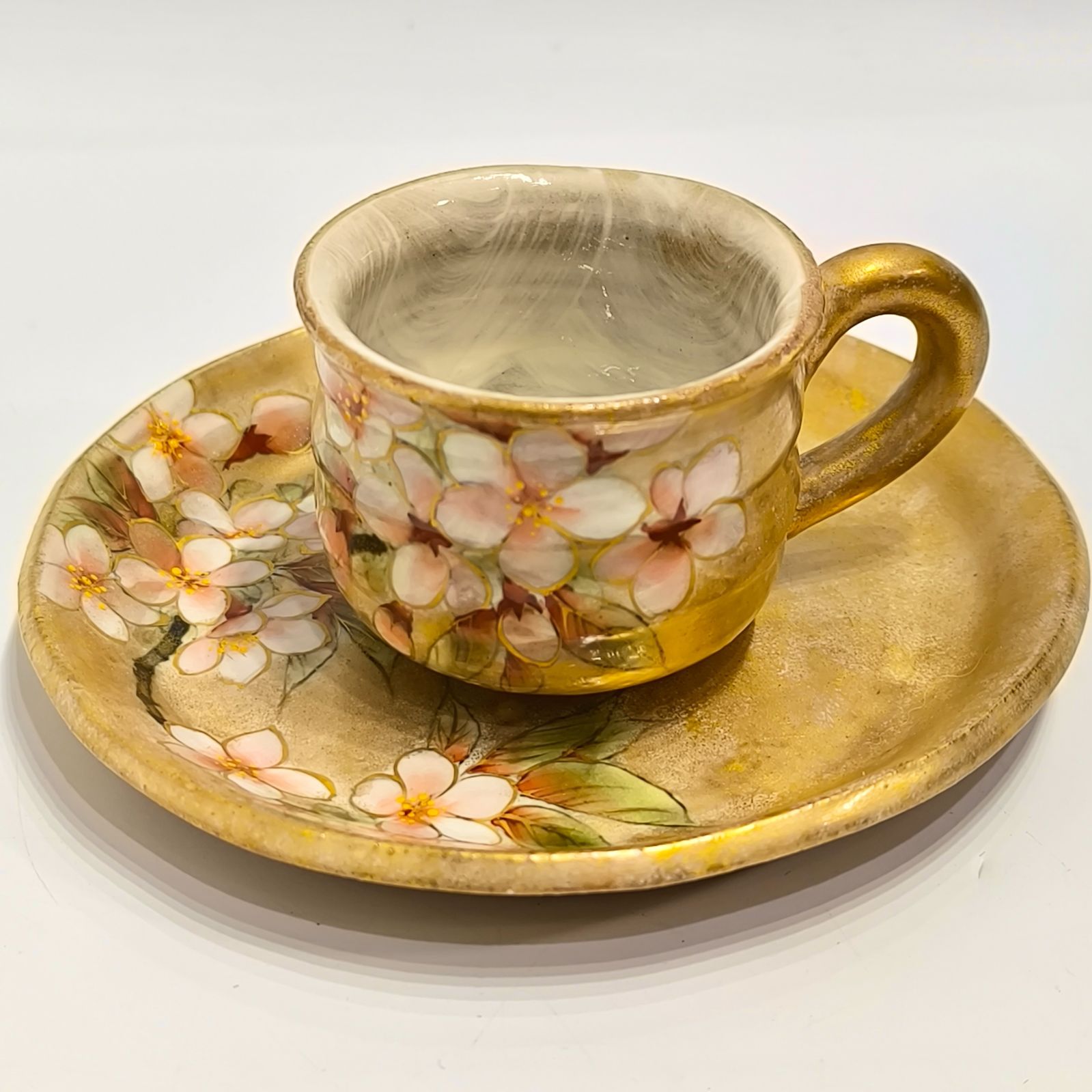 2 京焼 陶葊 陶あん 色絵金彩 藤絵 カップ ソーサー