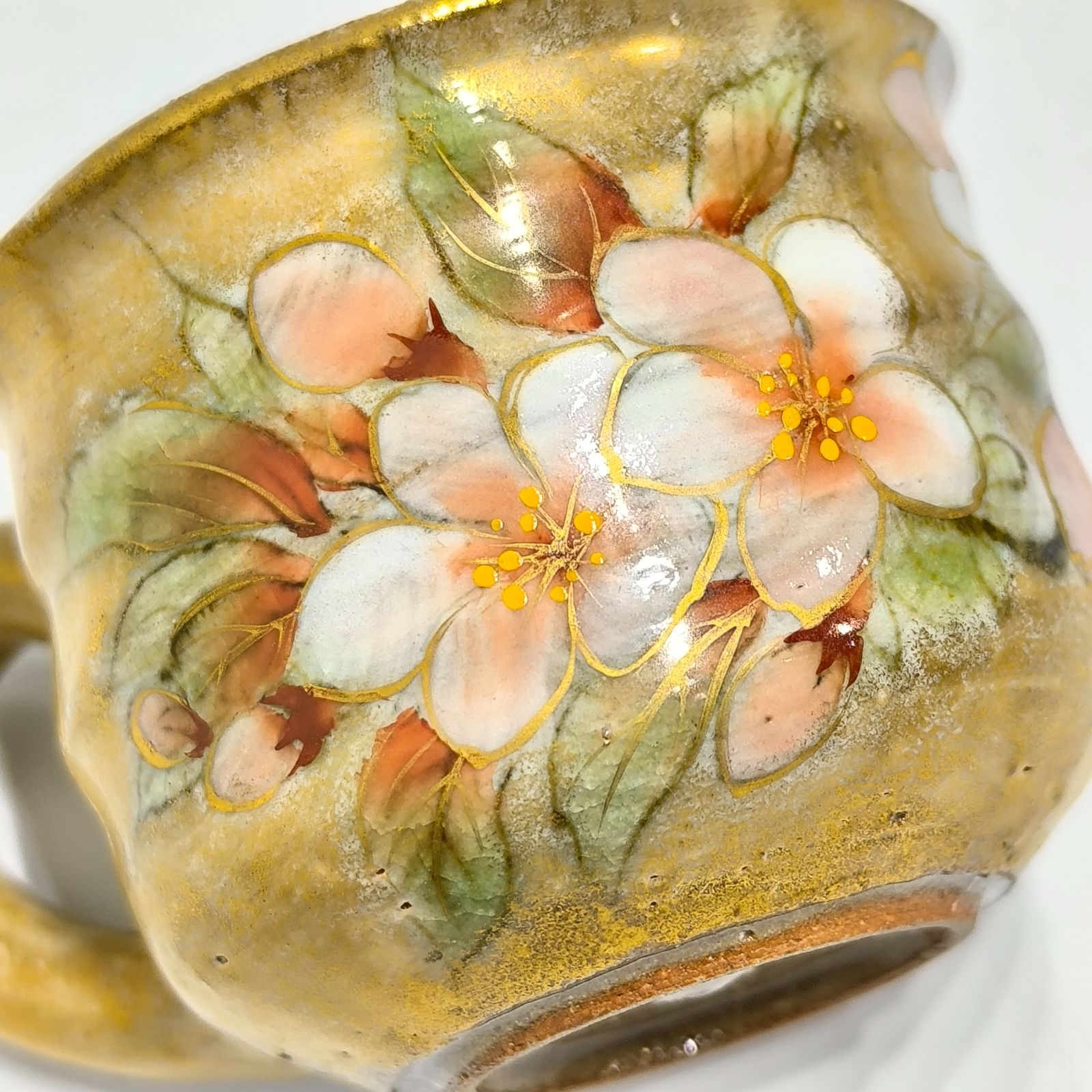  2 京焼 陶葊 陶あん 色絵金彩 藤絵 カップ-ソーサー デミタスカップ コーヒー ティーカップ