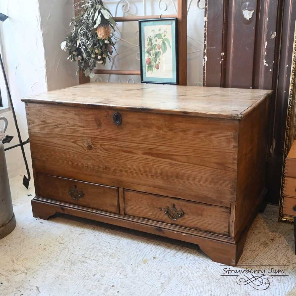 IFU-410 英国アンティーク パインチェスト 収納ボックス チェスト リネンボックス 引き出し 収納 ベンチ 花台 センターテーブル パイン イギリス