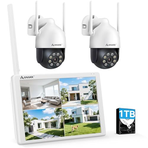 防犯カメラ 屋外 800万画素対応 液晶モニター付き 2台セット 自動追尾機能 360°全方位監視 無線防犯カメラ 夜間カラー撮影 発光威嚇 室内 監視カメラ 1TBHDD内蔵 24時間録画機能付き 遠隔監視 スマホ連動 動体検知 I 31ccdd86