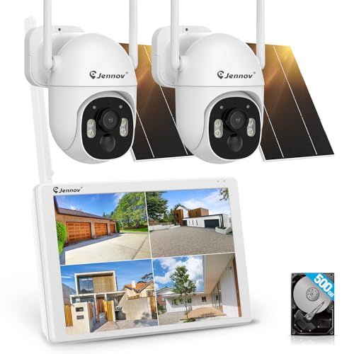 完全無線 Jennov 防犯カメラ 屋外 ソーラー ワイヤレス 400万画素 パンチルト 360°回転 130°広角 モニター付き PIR人体検知 カラー暗視 投光威嚇 無線屋外防犯カメラ 2台セット IP66防水防塵 ソーラー給電 f55f69d4