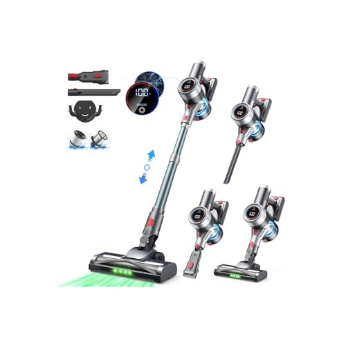 掃除機 コードレス 2025技術革新版 60Kpa真の超強力吸引&革新版グリーンLEDライト付&業界初65分連続稼働&自立式&次世代LED液晶ディスプレイ Bivark コードレス掃除機 サイクロン式 550W 3段吸引力 スティック b1832d49