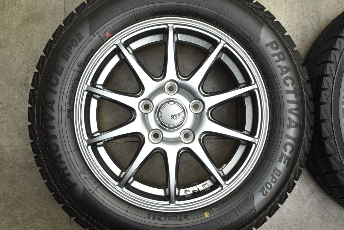  バリ溝 SPORT ABELIA 15 in 6 J 53 PCD 114 3 プラクティバアイス BP 02 195 65 R 製 ノア ヴォクシー ステップワゴン 15インチ タイヤ ホイールセット