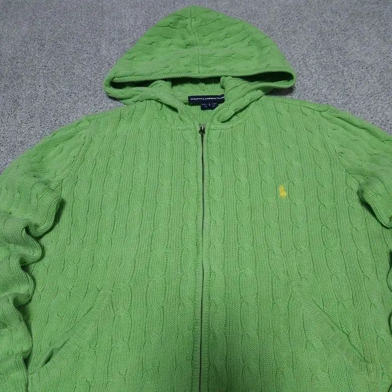 L ポロラルフローレン メロン色 フードニット ジップアップ