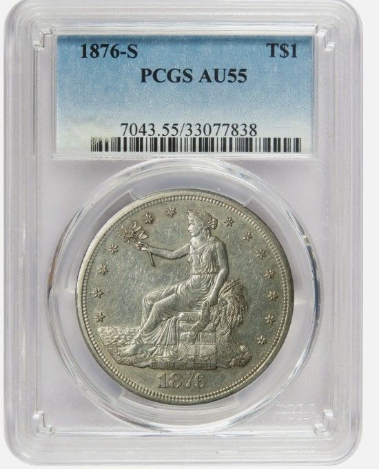 1876年 S T 1ドル シルバートレードドル PCGS AU55 コイン