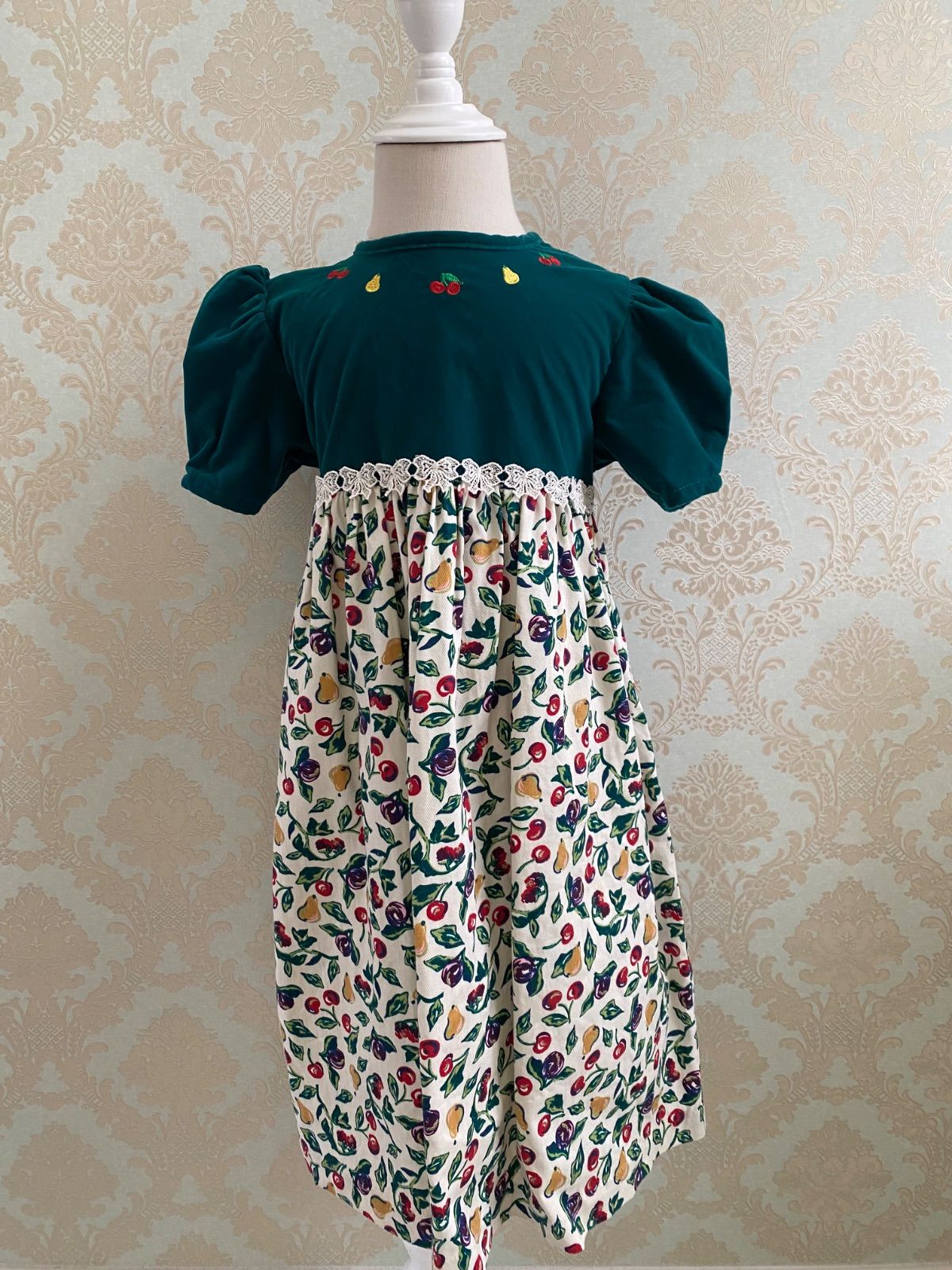 Size 120】vintage オシュコシュ ワンピース フルーツ柄 ワンピース