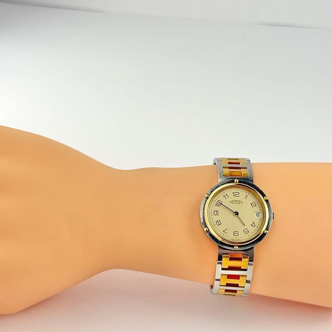 エルメス クリッパー Hベルト ラウンド 新品電池 メンズ 腕時計 875  