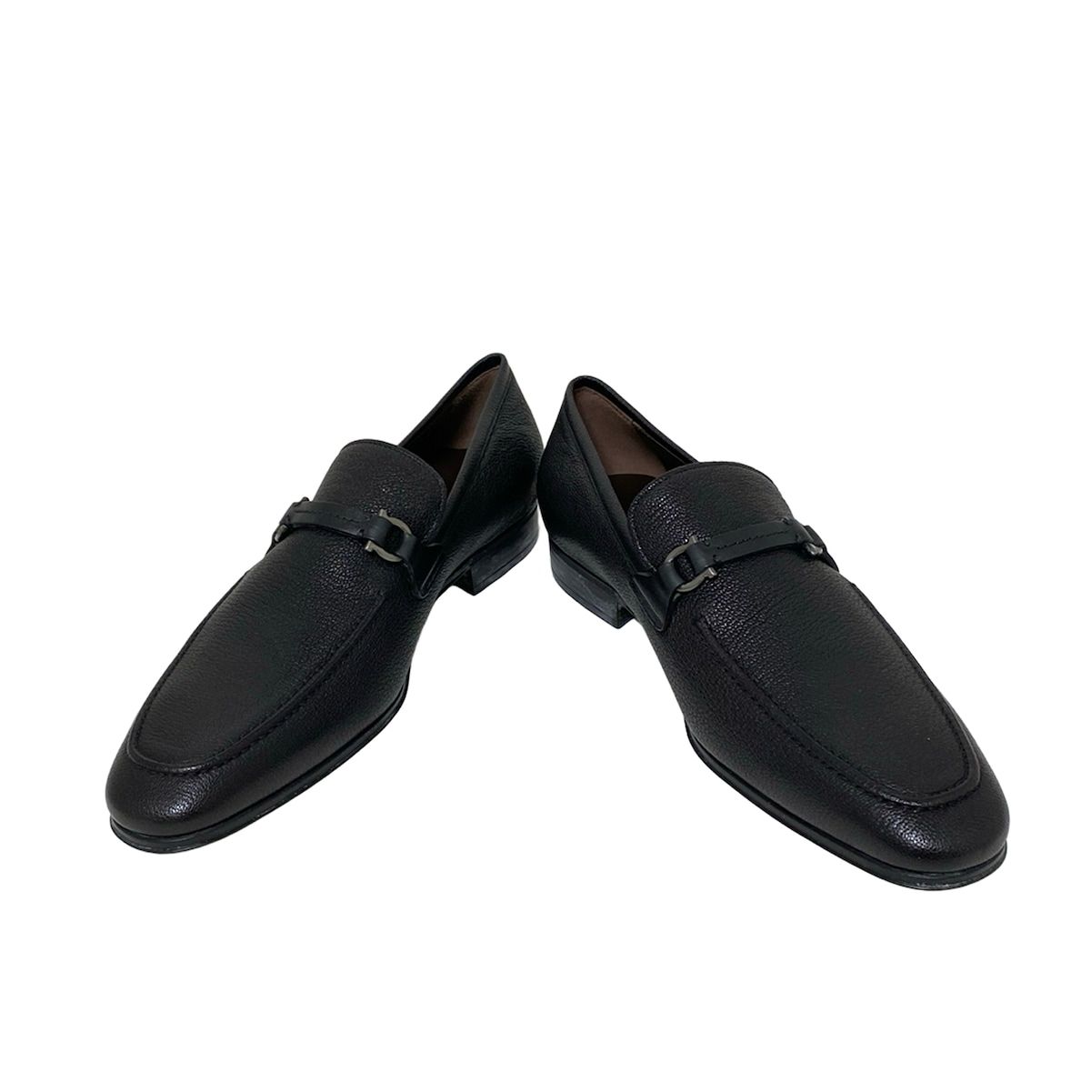 FERRAGAMO SalvatoreFerragamo サルバトーレフェラガモ ローファー 8 EEE メンズ - 黒 ガンチーニ レザー