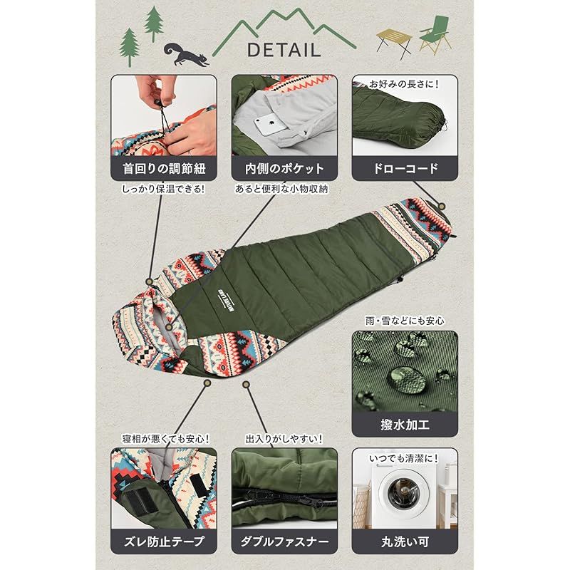 キャンプインストラクター推薦】NATURE LAND 寝袋 シュラフ コンパクト