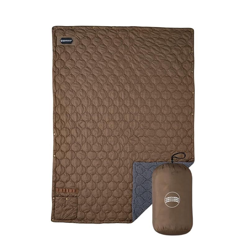 Chill Camping チルキャンピング キャンプ用 ブランケット 防寒 アウトドア キャンプ リバーシブル 難燃 エコダウン 車中泊 キャンプ 防災 旅行 コンパクト ブラック Lサイズ
