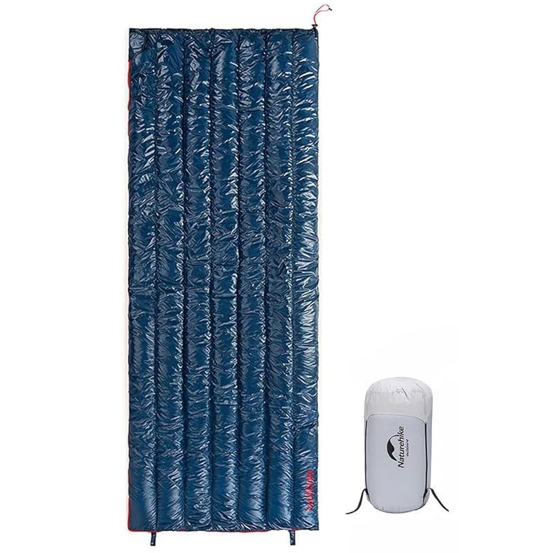 Naturehike ダウン寝袋 封筒型 超軽量 封筒ガチョウダウン採用 4シーズン 防水 シュラフ キャンプ登山防災災害 車中泊2つ寝袋連結 圧縮袋+メッシュ収納袋付 紺色 L L ホワイトグースダウン 800FP