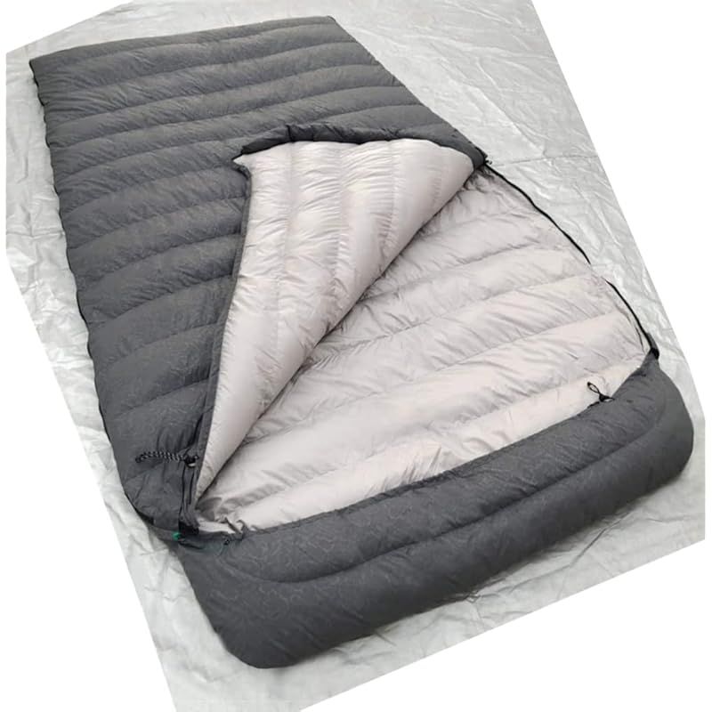 Fengzel Outdoor 二人用寝袋 マミー型シュラフ 1000-4500 gダウン詰め 左右開閉 アウトドアキャンプ 車中泊 自宅 カップル 親子用 限厳寒 スリーピングバッグ グレー 1500 冬用