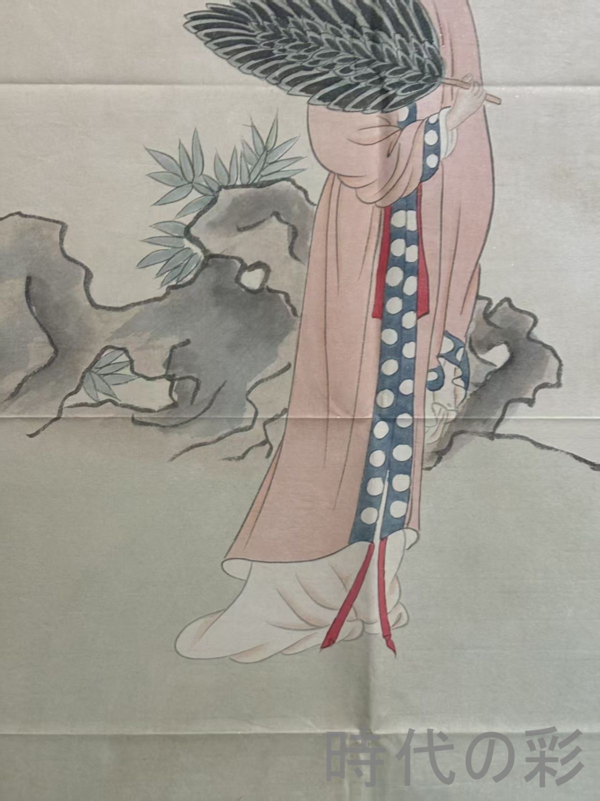 中国古美術 近代絵画 張大千款 仕女図 宣紙 四尺画芯 肉筆 手描き 証書