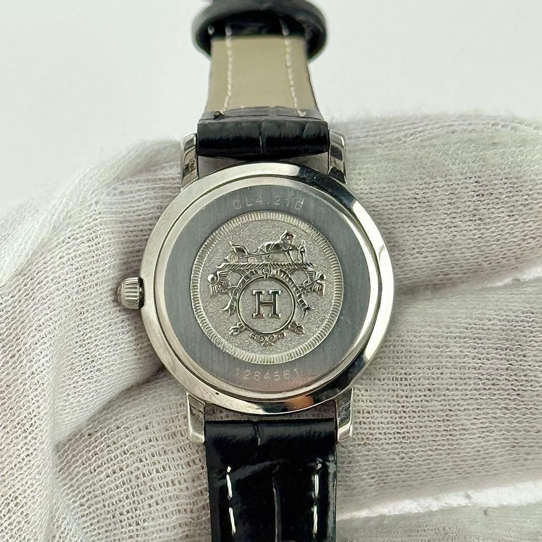 エルメス クリッパー ネイビー 新品ベルト 新品電池 レディース 腕時計