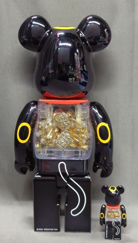 MEDICOM TOY BE RBRICK 招き猫ベアブリック 小判 千万両 黒メッキ 400