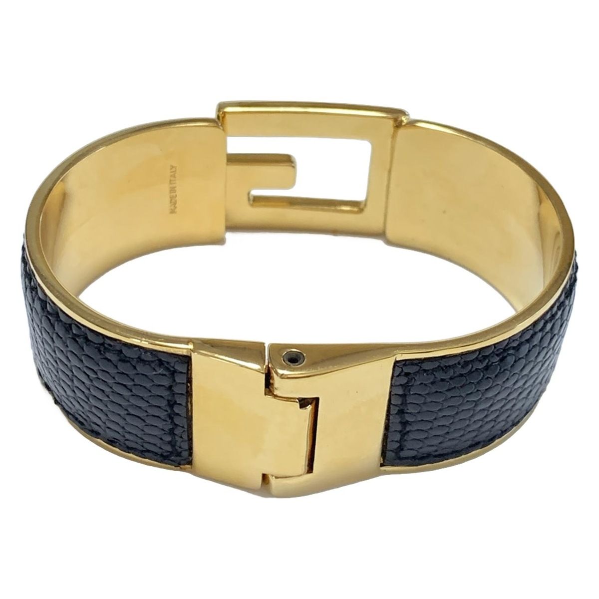 GUCCI(グッチ) バングル - レザー 黒×ゴールド 型押し加工 - メルカリ