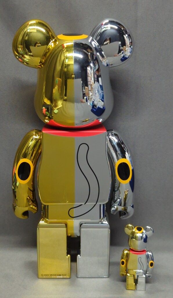 MEDICOM TOY BE RBRICK 招き猫ベアブリック 開運 銀 千万両金 400