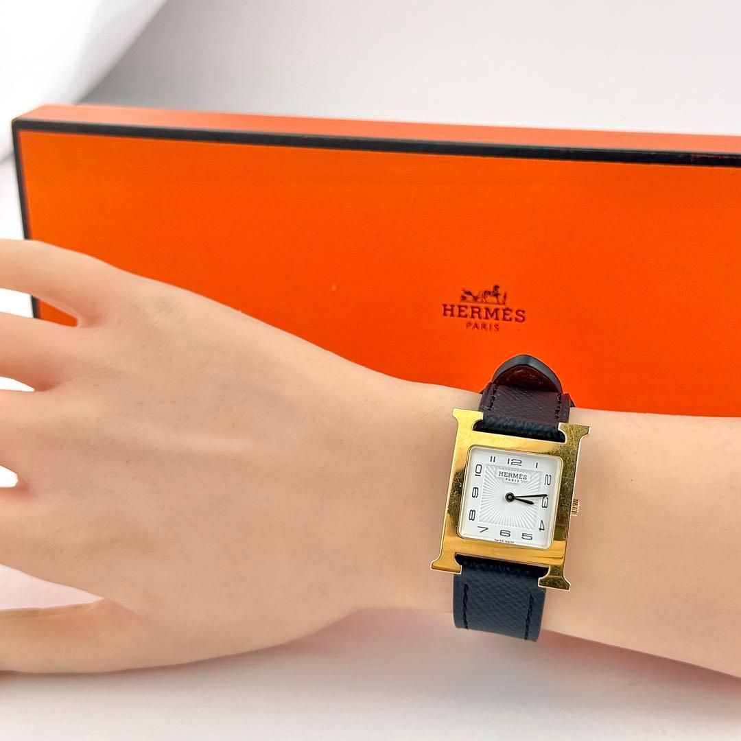 エルメス Hウォッチ ゴールド 新品ベルト 新品電池 レディース 腕時計