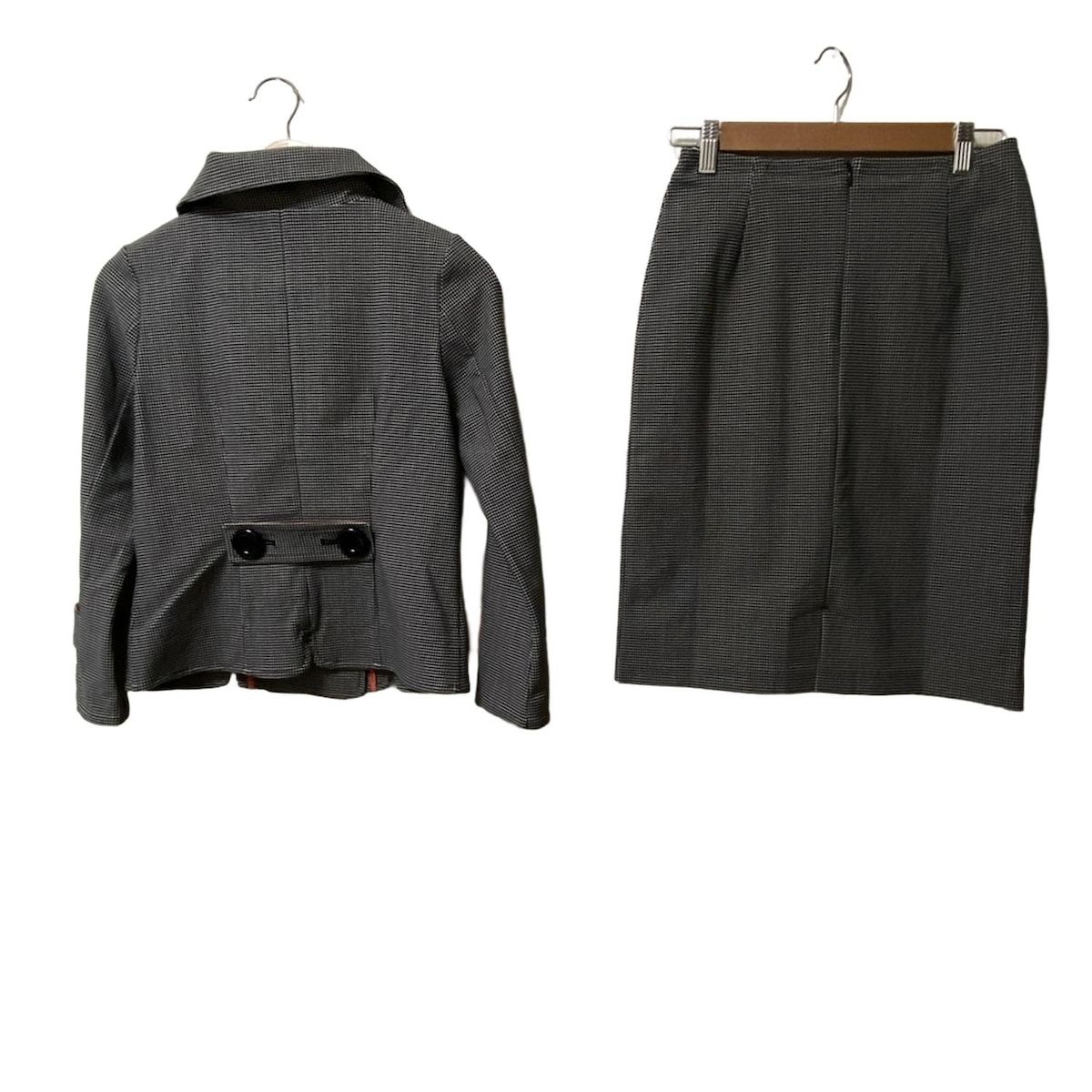 Regina Romantico レジィーナロマンティコ スカートスーツ レディース - 黒×アイボリー 千鳥格子柄 ウエストゴム