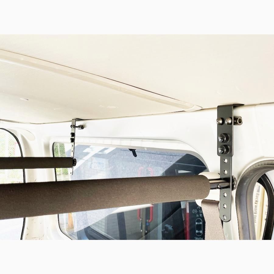 送料無料 NKC 200系ハイエースDX 凸スライドバー2本セット ボードパッド 延長ステー付 穴開け加工なし 車内キャリア ロッドホルダー ロングボード 脚立 日本製