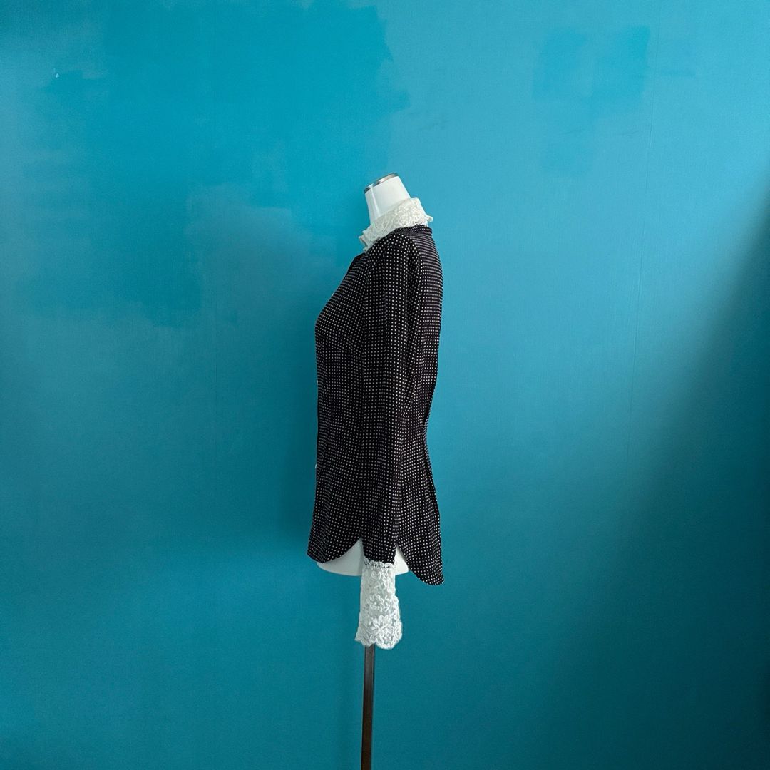 水玉長袖レースシャツ 40