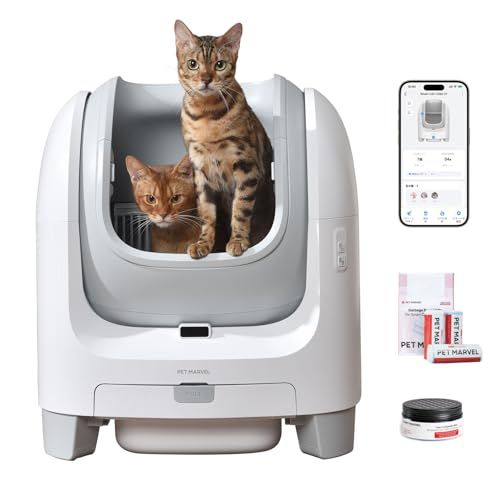 猫用自動トイレ 消臭 静音 自動清掃 飛散防止 多頭飼い対応 大容量 スマホ管理 APP連携 iOS Android対応 赤外線センサー搭載 屋根なし オープンタイプ SET1 本体 ゴミ袋 消臭剤 23c98dc9