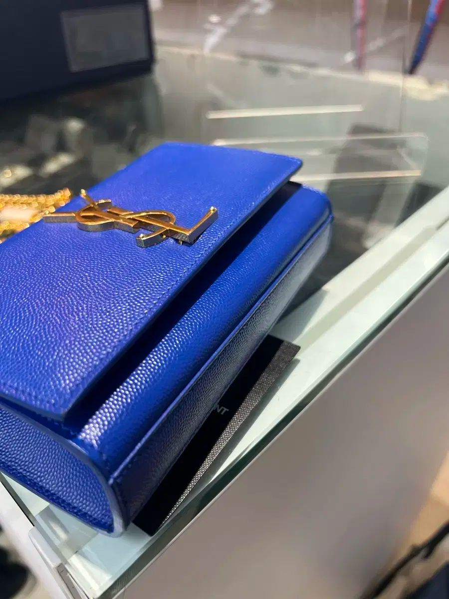 469390 YVES SAINT LAURENT イヴ サンローラン モノグラム ケイト チェーン クロスバック ブルー DECORATOM_COM_BR