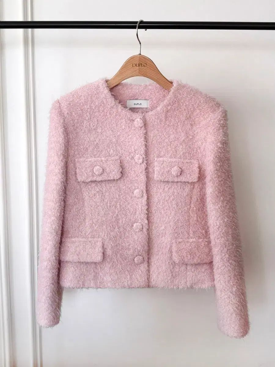 デュフロ アンゴラ ウール ピンク ツイード ジャケット