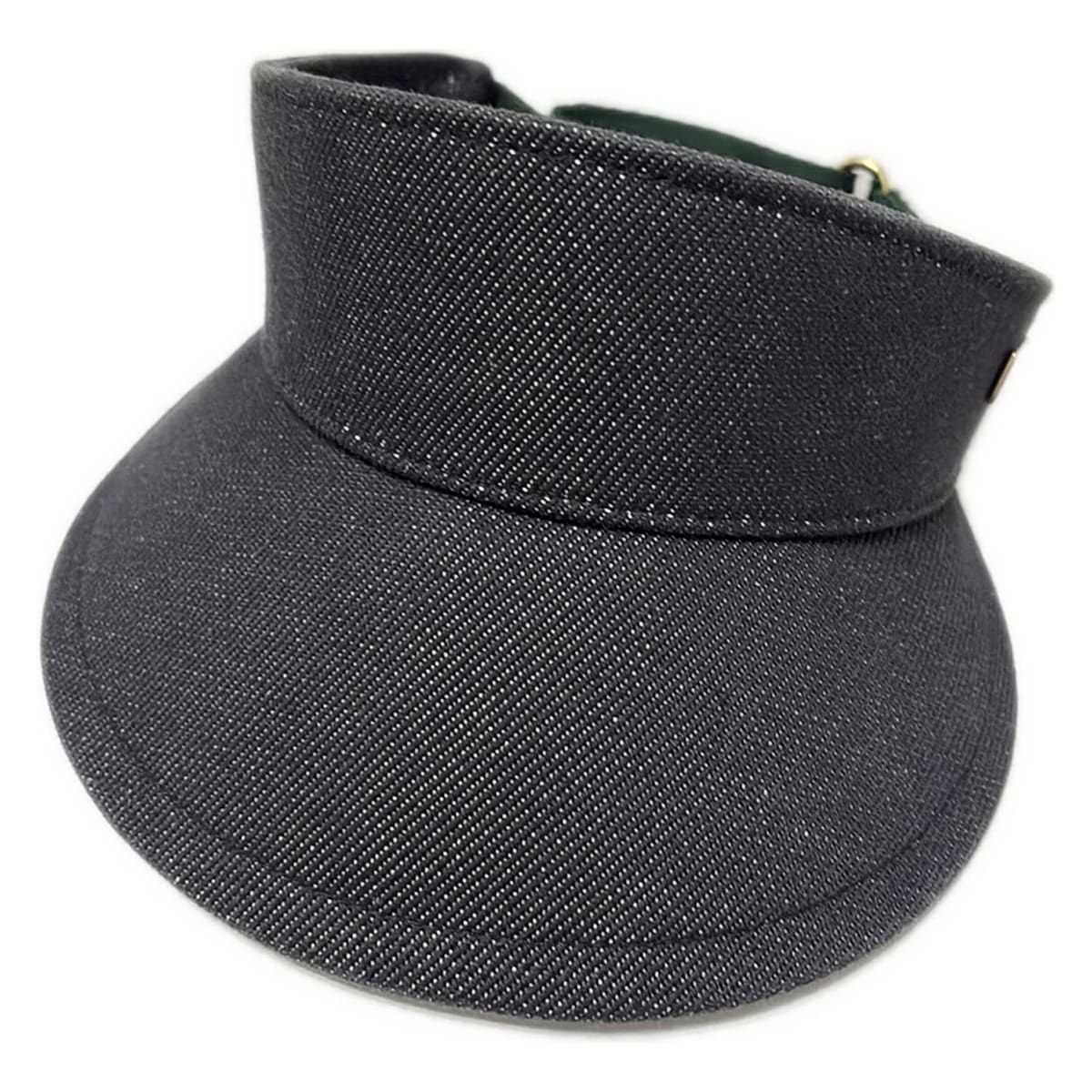 GUCCI グッチ サンバイザー S - 黒×ライトグレー×マルチ コットン