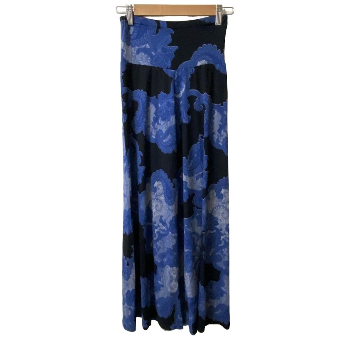 Regina Romantico レジィーナロマンティコ パンツ サイズ38 M レディース - 黒×ブルー×ライトグレー フルレングス 花柄 ウエストゴム