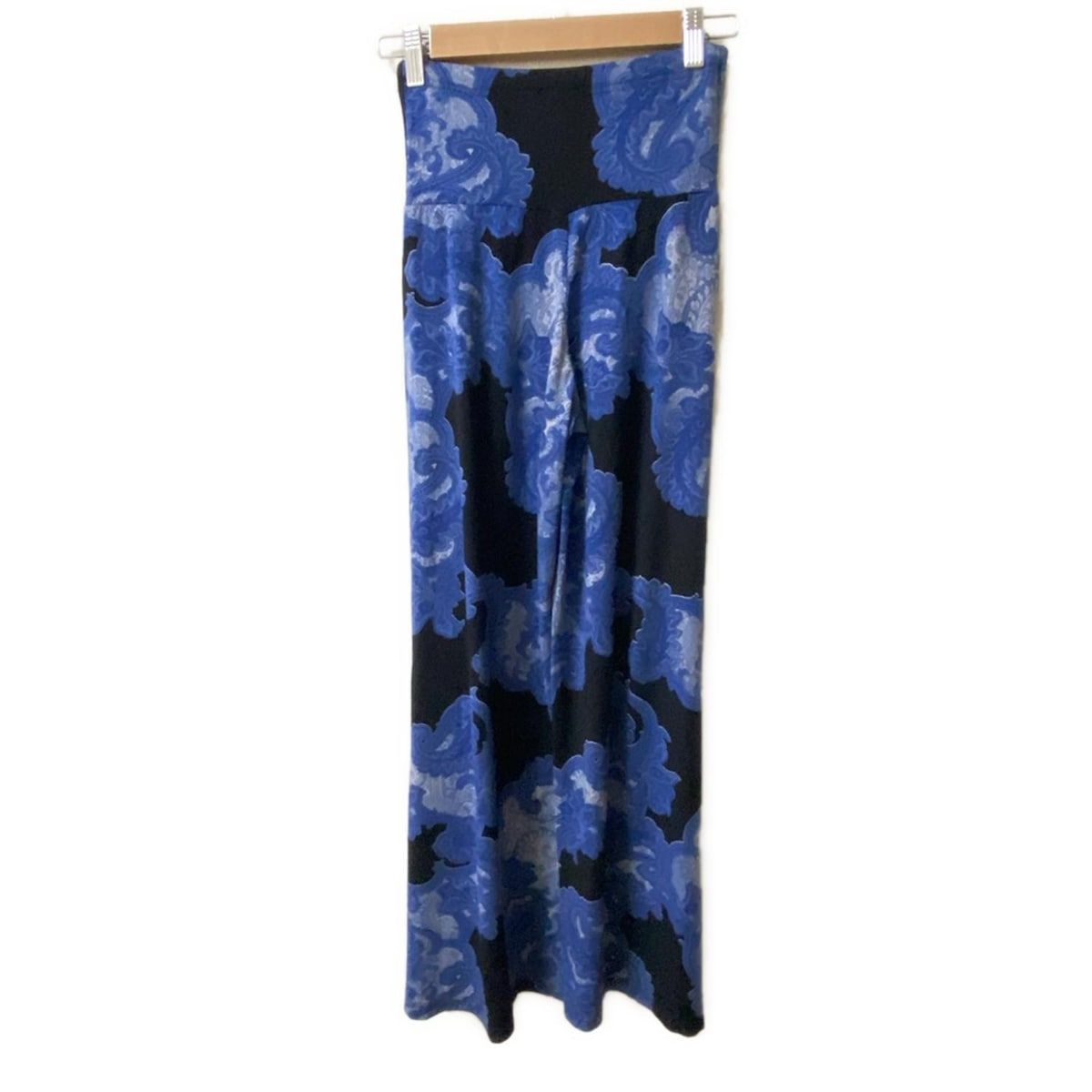 Regina Romantico レジィーナロマンティコ パンツ サイズ38 M レディース - 黒×ブルー×ライトグレー フルレングス|花柄|ウエストゴム